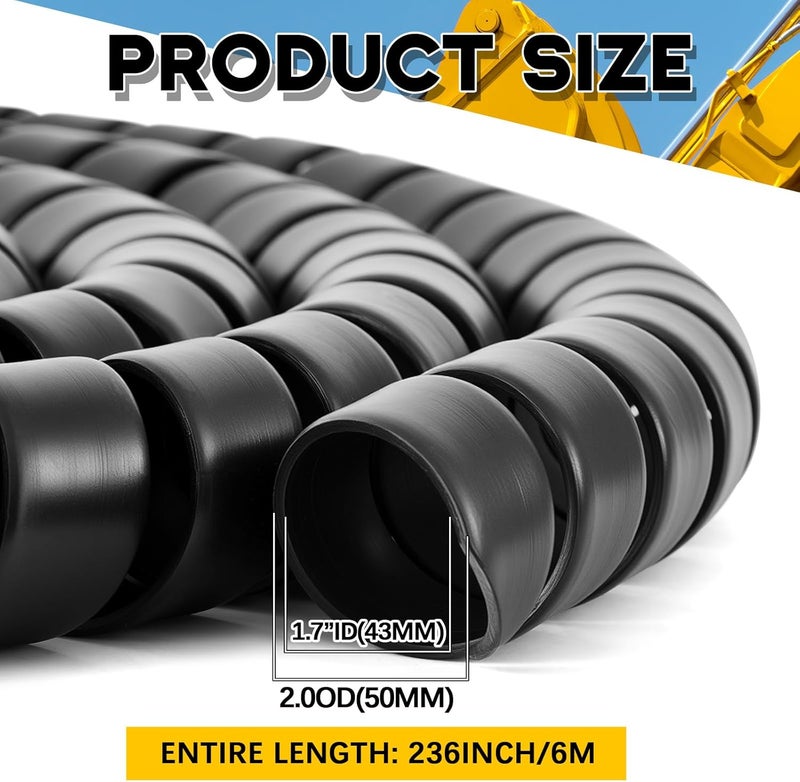 Innconee 1 Pcs Spiral Wrap Cable Protector, Safe 2.0" Od x 20' Pre Cut Lengths Hydraulic Hose Protector Wrap to Avoid Wear and Extend Life for Hydraulic Pneumatic Hoses - Image 2